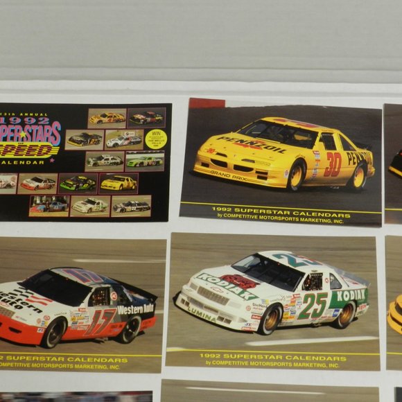 Vintage 1992 "Superstar Calendars" set NASCAR Postcard  Competitive Motorsports - Picture 2 of 4